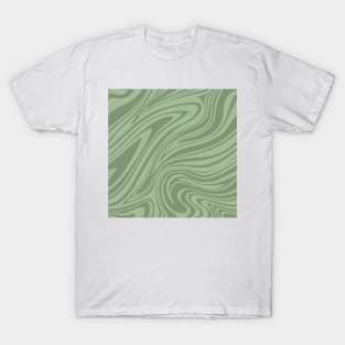 Groovy Swirling Liquid Pattern - Garden Green T-Shirt